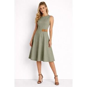 Lauren Ralph Lauren Womens Buckle MIDI Dress Size 4 Lily Pad Green Sleeveless